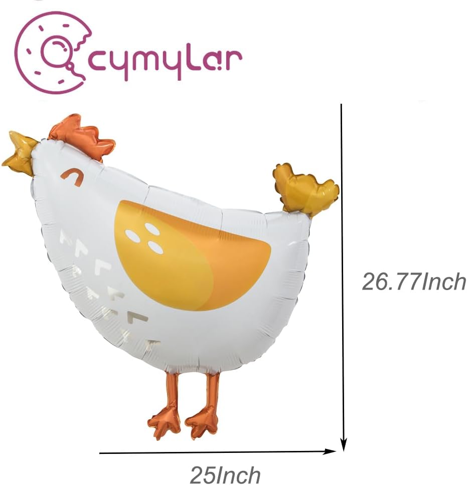 6pcs Chicken foil balloons,Aluminum chick mylar balloons, farm hen foil balloon for kids birthday baby shower farm animal party decortation.