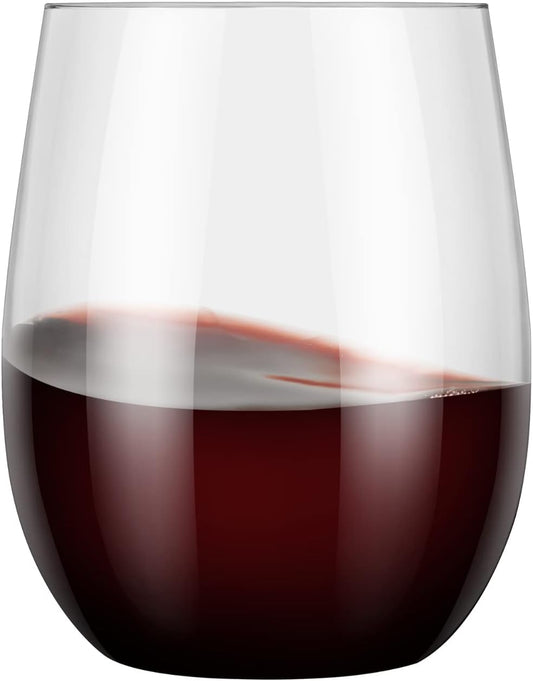 48 Stemless Plastic Wine Glasses - 12oz Clear Disposable Party Cups for Parties - Wine Tumblers
