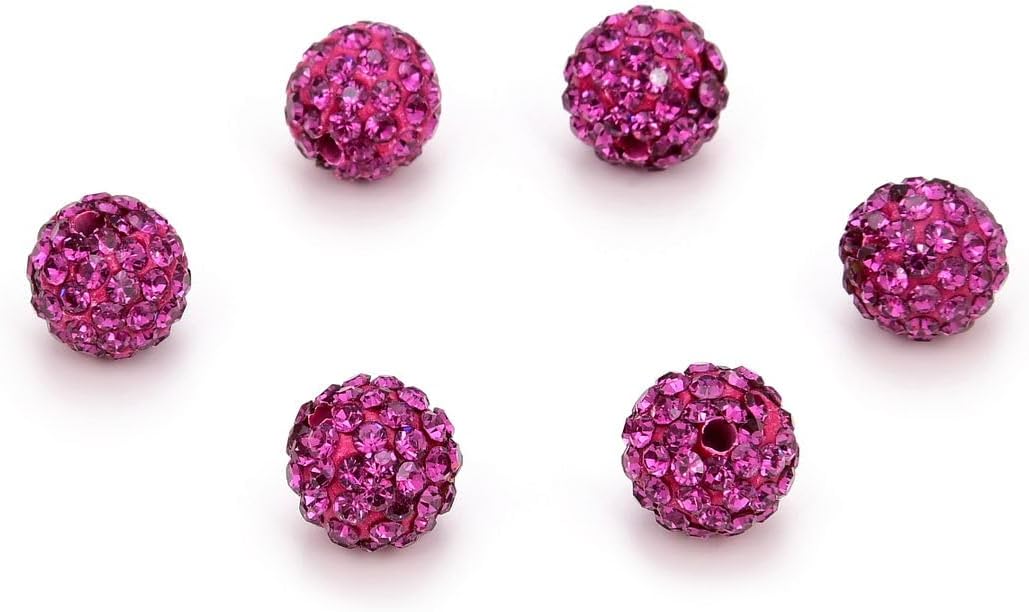 100pcs Adabele Grade A Suncatcher Crystal Rhinestone Pave Loose Beads 8mm Fuchsia Pink Polymer Clay Disco Ball Spacers Compatible with Shamballa All Craft Jewelry Making DB8-22