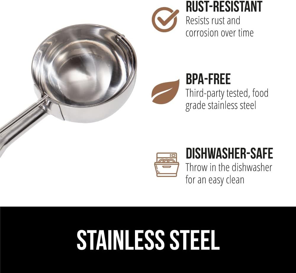GORILLA GRIP Stainless Steel Cookie Scoop for Baking, 2 TBSP, Multipurpose Melon Baller, Meatball Spring Scoops, Perfect Portion Sizes, Easy Food Release, Scooper Size 40, BPA-Free Kitchen Tool, Red