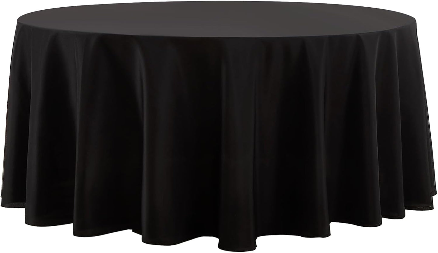 Round Tablecloth 120 Inch Black Tablecloths Washable Decorative Linen Polyester Table Clothes Cover for Dining Table Banquets Buffet Parties and Wedding