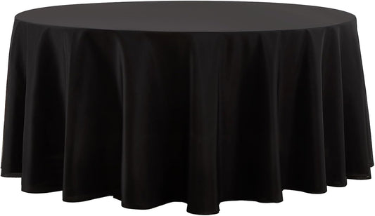 Round Tablecloth 132 Inch 1 Pack Black Tablecloths Washable Decorative Linen Polyester Table Clothes Cover for Dining Table Banquets Buffet Parties and Wedding