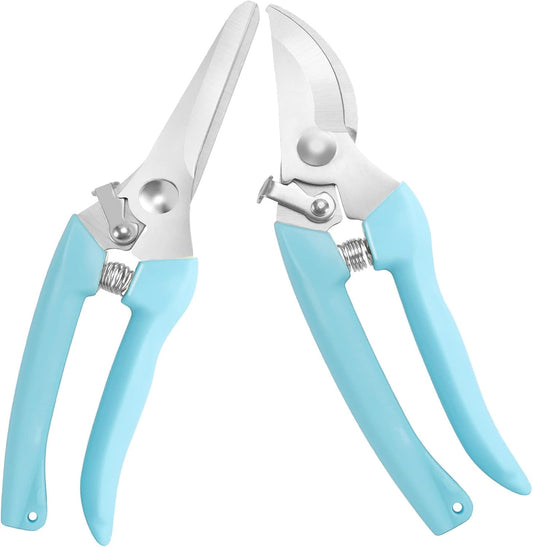 Premium Garden Shears, Pruning Scissors Gardening Tools, Pruners For Flower, Bushes, Rose And Fruit Tree, Use For Florist, Yard And Orchard the Plant Clippers, Sharp White Steel Anvil Snips