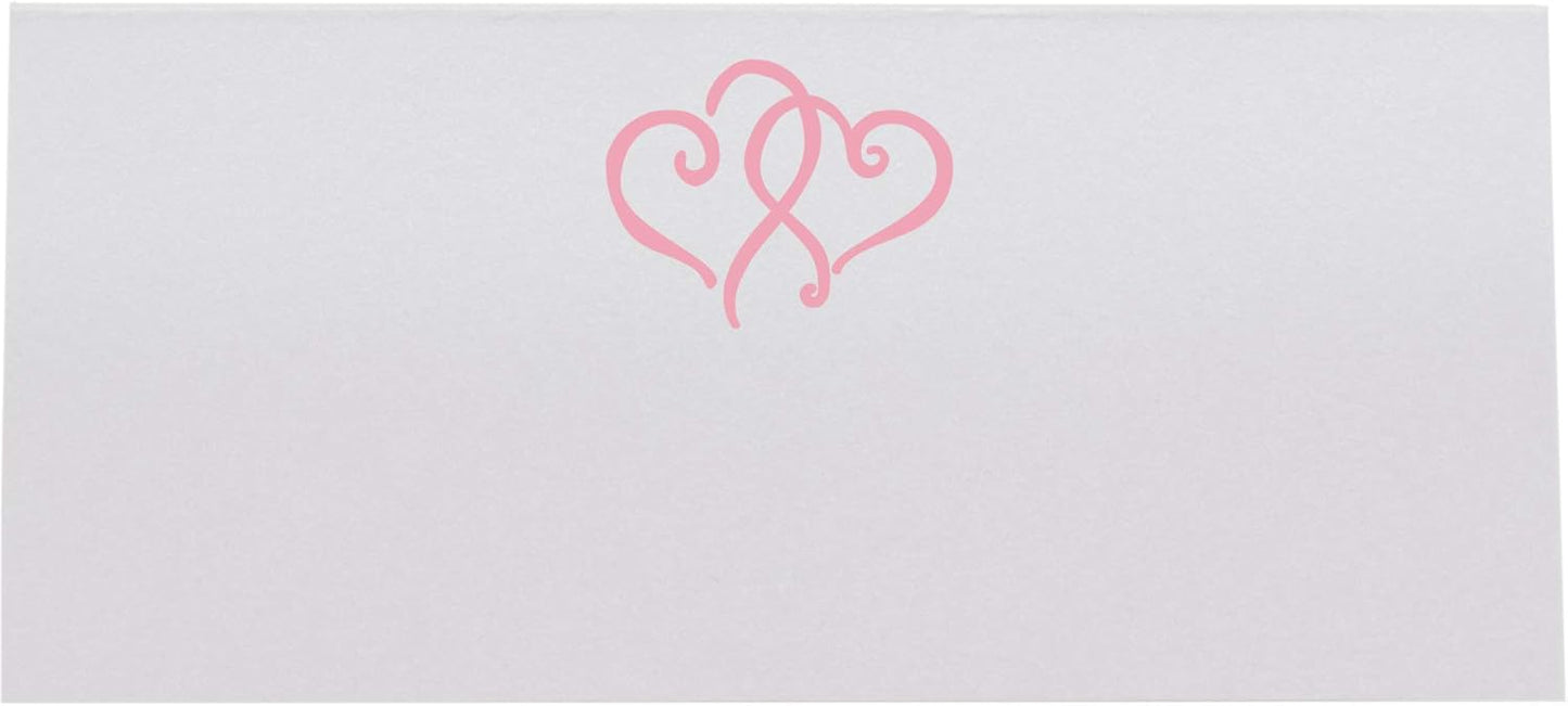 Linked Hearts Place Cards, Pink (Choose Color), Set of 60, Pre-cut and Scored - Wedding, Party, Dinner, and Special Events - Made in the USA