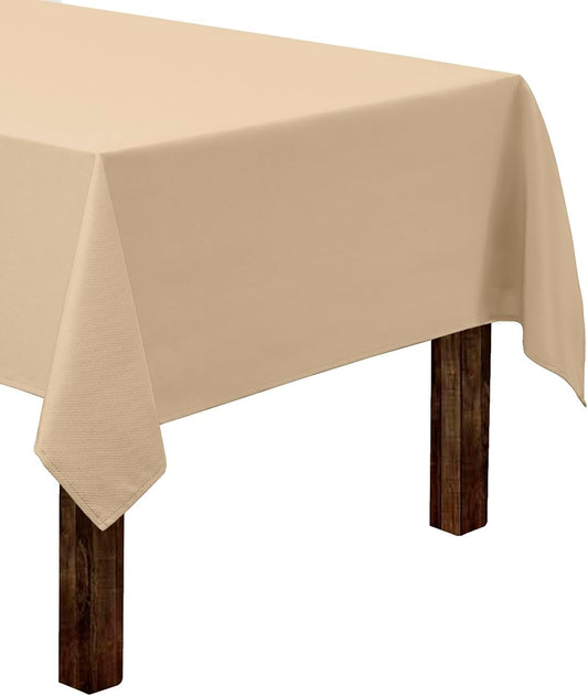 Gee Di Moda Rectangle Tablecloth - 60 x 126 Inch Beige Table Cloth for 8 Foot Rectangle Table - Heavy Duty Washable Fabric - for 8 Ft Buffet Table, Holiday Party, Dinner, Wedding & Baby Shower