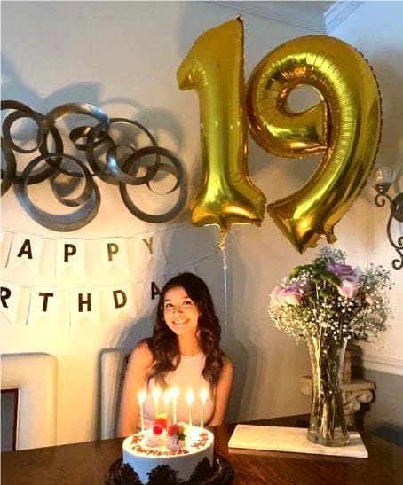 40 Inch Big Gold 9 Balloon Number, Jumbo Giant Happy 9th 19 29 39 49 99 Birthday Party Decorations, Large Nine Mylar Foil Anniversary Birthday Party Engagement Decorations