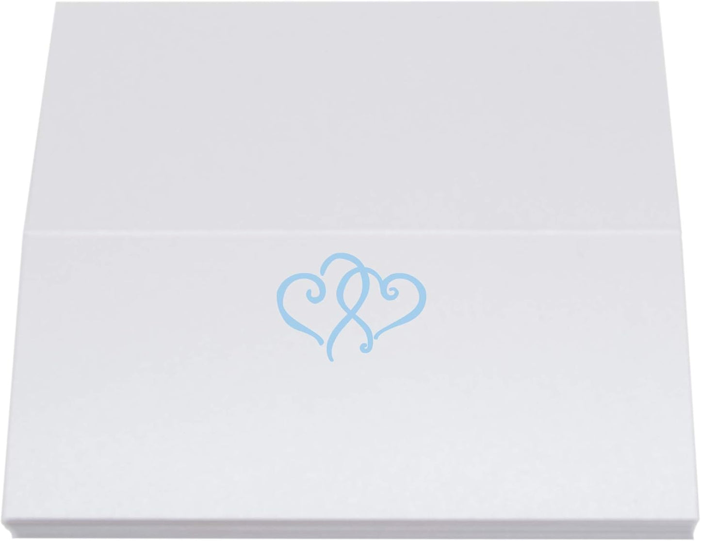 Linked Hearts Place Cards, Light Blue (Choose Color), Set of 60, Pre-cut and Scored - Wedding, Party, Dinner, and Special Events - Made in the USA
