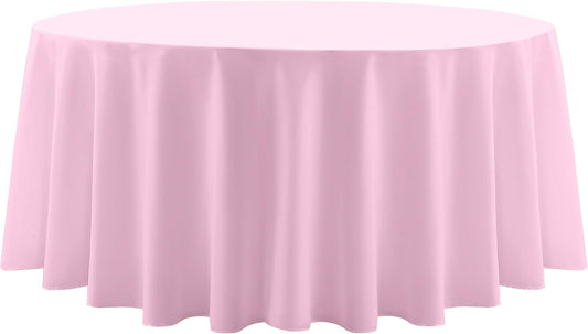 Round Tablecloth 132 Inch 2 Pack Pink Tablecloths Washable Decorative Linen Polyester Table Clothes Cover for Dining Table Banquets Buffet Parties and Wedding