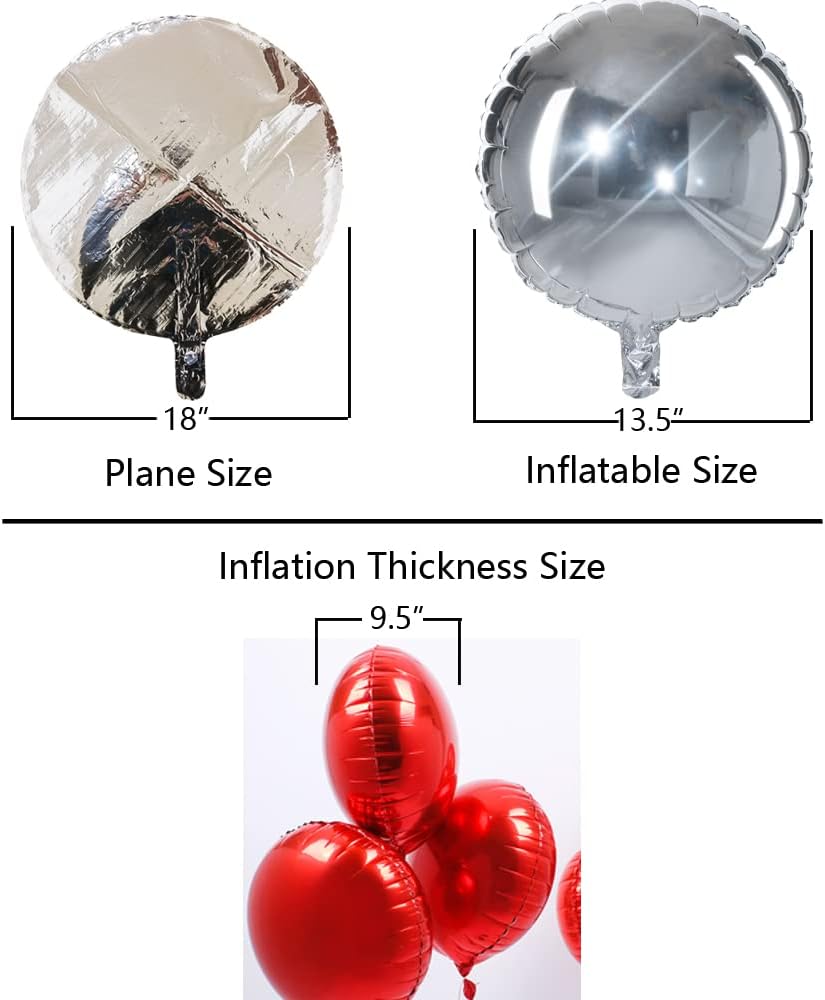 18" Silver Round Shaped Foil Balloons Mylar Helium Balloons for Birthday Party Wedding Baby Shower Decorations, Pack of 20