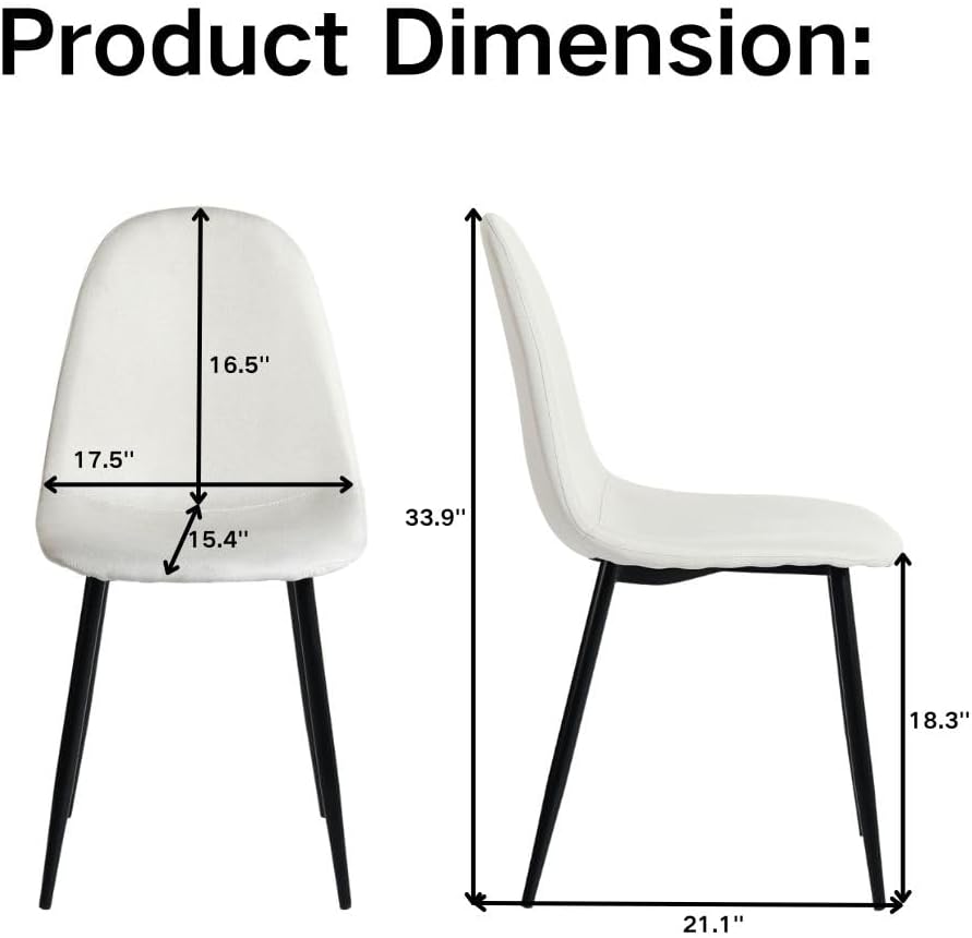 Homy Casa Dining Chairs Set of 4, Mid Century Modern Style Chairs Armless Accent Side Chairs for Kitchen, Dining Room, Living Room, Bedroom, Office, Beige
