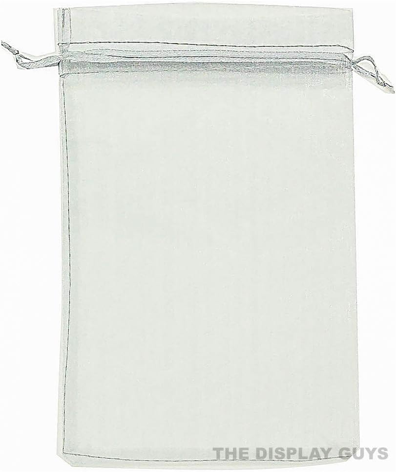 TheDisplayGuys 100-Pack 4x6 Silver Sheer Organza Gift Bags with Drawstring, Jewelry Candy Treat Wedding Party Favors Mesh Pouch