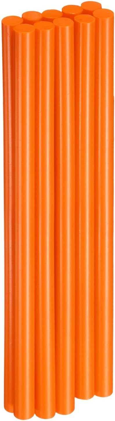 HARFINGTON 10pcs Hot Glue Sticks 0.43" Dia x 9.84" Long EVA Mini Hot Melt Adhesive Glue Stick for Hot Melt Gun Wood Plastic Glass Flowers Fabrics Foam, Orange