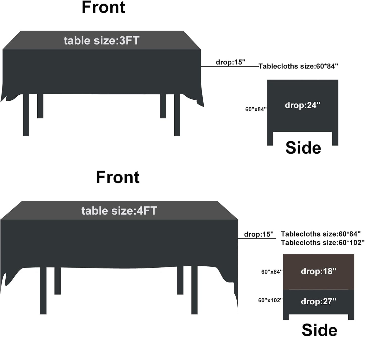 Fokitut 2 Pack Waterproof Rectangle Tablecloth, 60x84 Inch, Stain Resistant and Wrinkle Polyester Table Cloth, Fabric Table Cover for Kitchen Dining, Wedding, Party, Holiday Dinner-Navy