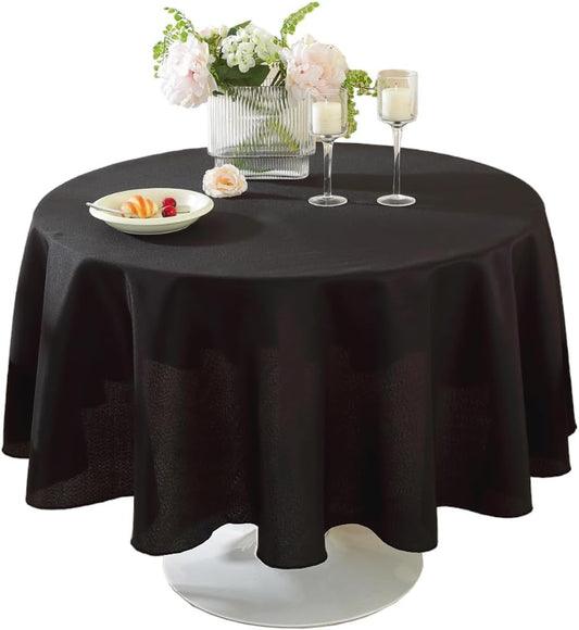 Craft And Party Round Tablecloth, 60 Inch Black Tablecloth, Polyester Fabric Washable Table Cloth for Home, Party, Wedding or Restaurant Use.