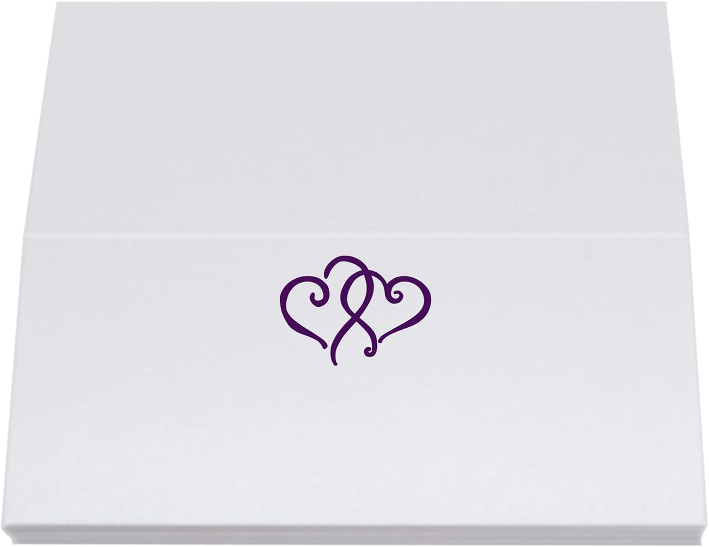 Linked Hearts Place Cards, Eggplant (Choose Color), Set of 60, Pre-cut and Scored - Wedding, Party, Dinner, and Special Events - Made in the USA