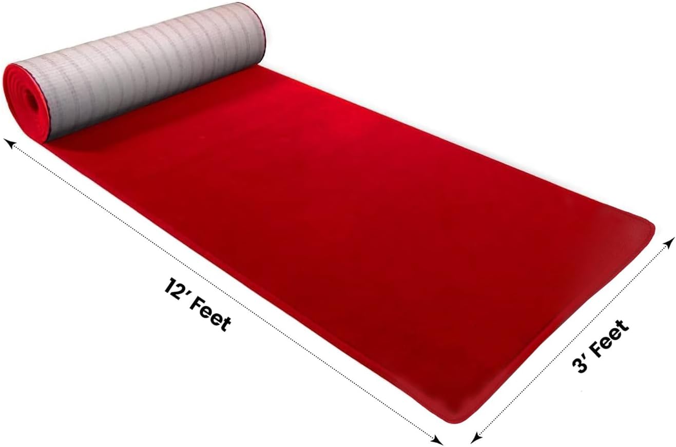 BannerBuzz Hollywood Red Carpet Runner – Premium Non-Slip 3x12 ft Aisle Rug for Weddings, Parties, and Events – Ideal for Step and Repeat Backdrop Event Decoration
