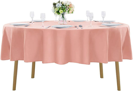 90 inch Round Tablecloth Washable Polyester Table Cloth Decorative Table Cover for Wedding Party Dining Banquet（90 inch, Dusty Pink）