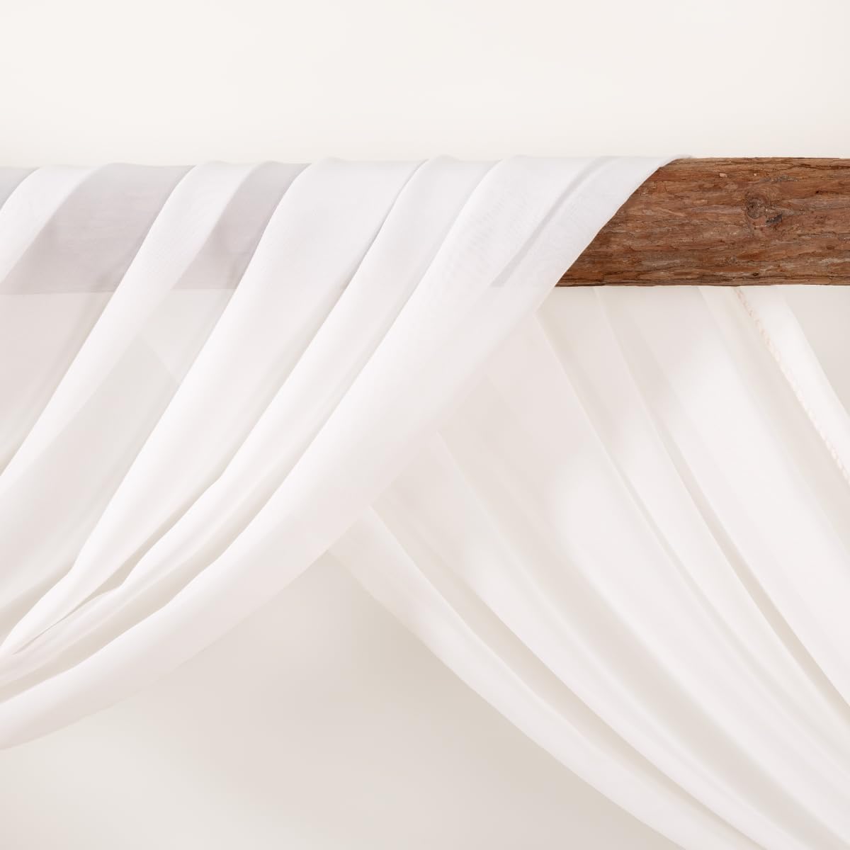 Ivory Wedding Arch Draping Fabric 2 Panels 30'' x 18FT Sheer Chiffon Arch Drapery for Photo Booth Bridal Shower Baby Shower Church Decor Newborn Photography Christening Outdoor Party