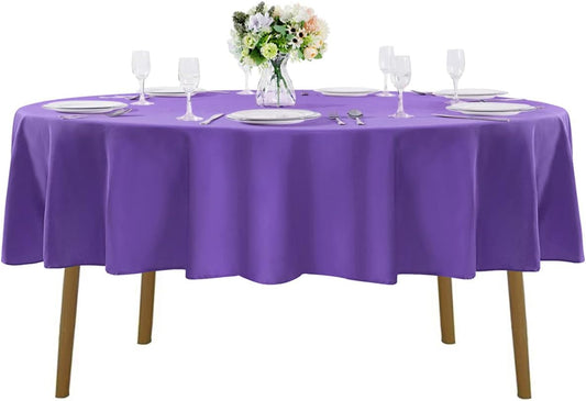 90 inch Round Tablecloth Washable Polyester Table Cloth Decorative Table Cover for Wedding Party Dining Banquet（90 inch,Purple）
