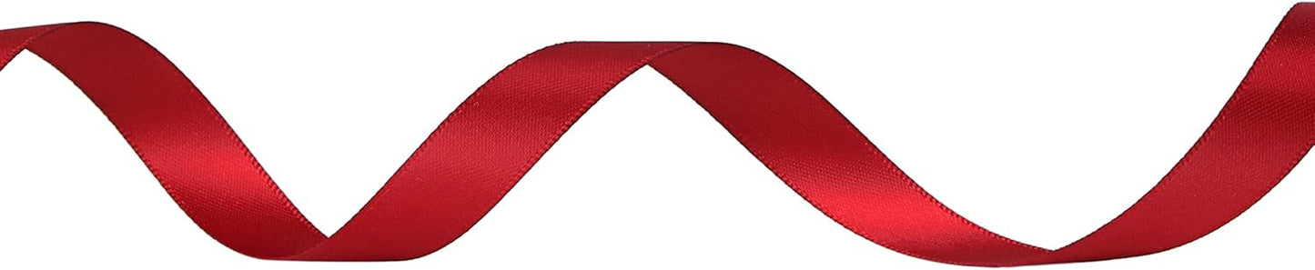 Ribbli Double Faced Scarlet/Dark Red Satin Ribbon,1/2” x Continuous 25 Yards,Use for Bows Bouquet,Gift Wrapping,Floral Arrangement