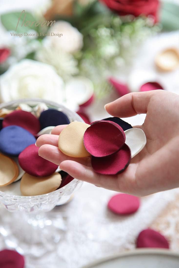Floroom 300pcs Rose Petals Burgundy Navy Faux Silk Flower Petals for Wedding Flower Girl Basket Aisle Runner Scatter Dinner Table Centerpieces Party Confetti Bridal Shower Romantic Night Decoration