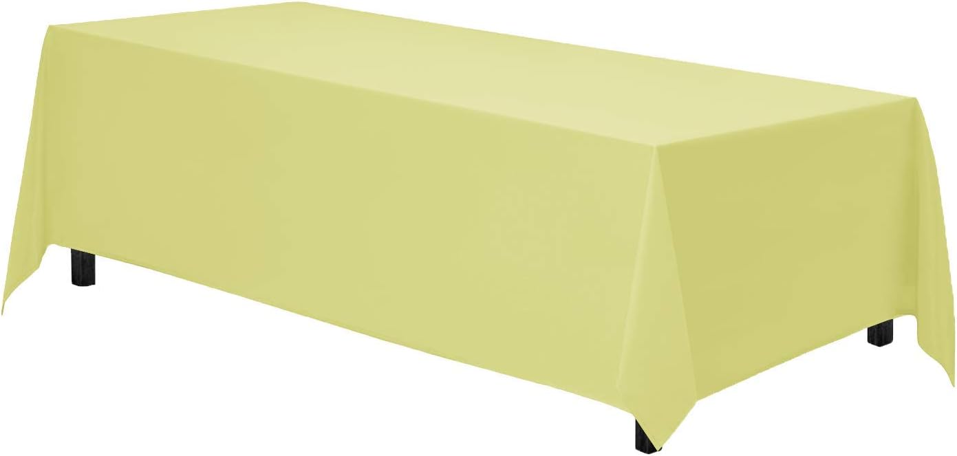 Gee Di Moda Rectangle Tablecloth - 90 x 156 Inch Yellow Table Cloth for 8 Foot Table with Floor-Length Drop - Heavy Duty Washable Fabric - 8 Ft Buffet Table, Holiday Party, Wedding & Baby Shower