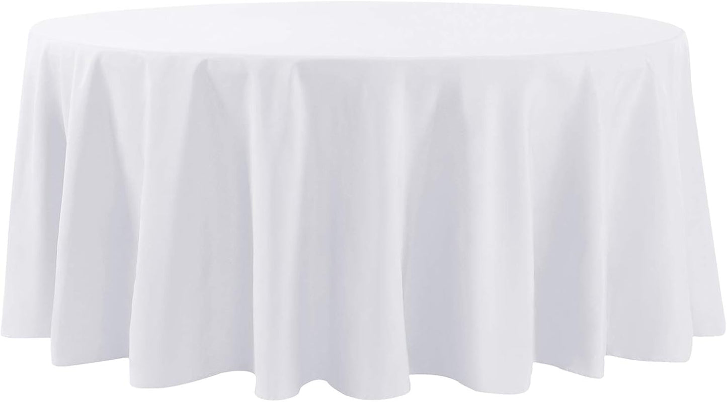 132 inch Round Tablecloth Washable Polyester Table Cloth Decorative Table Cover for Wedding Party Dining Banquet（132 inch,White）