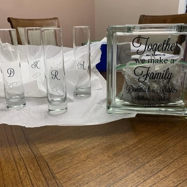 Glass Unity Sand Set for Weddings w LID, Sand, Ink Printed - Personalized Blended Family Wedding Sand Ceremony, Together We Make a Family, Unity Candle Alternative, Sand Wedding Ceremony Kit Blended