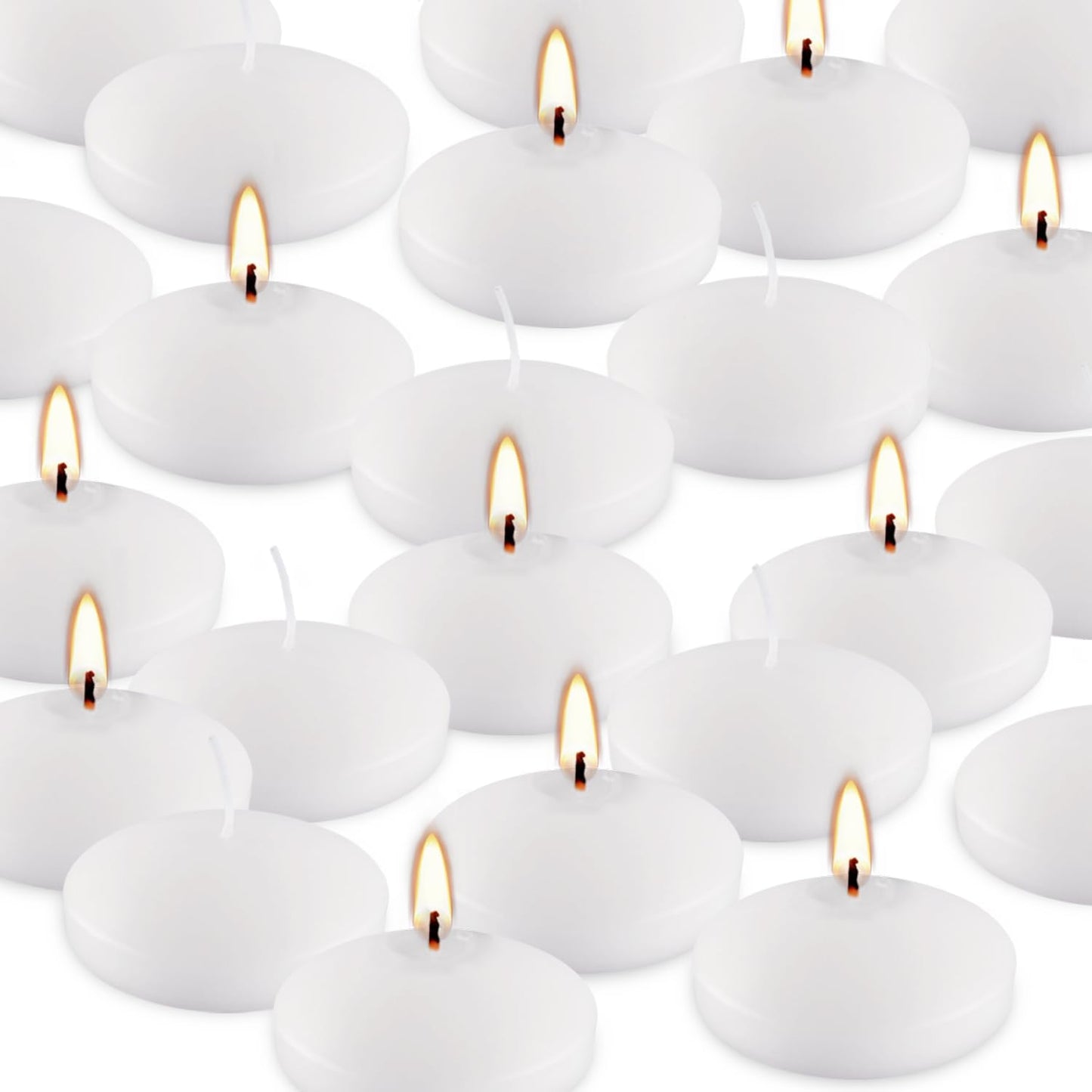 3 Inch Floating Candles Set of 24, Unscented White Candles for Wedding, Pool Party, Holiday Centerpieces & Home Decor