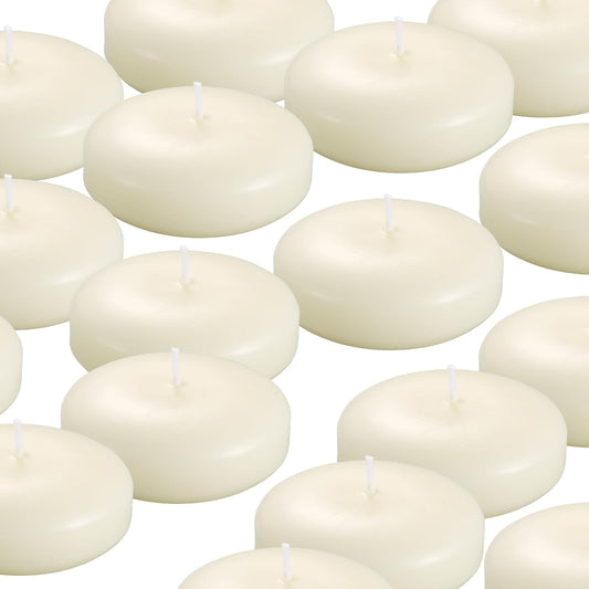 36 Pack Floating Candles, 3” Ivory Unscented Dripless Wax Burning Candles, for Weddings, Party, Cylinder Vases, and Home Decorations