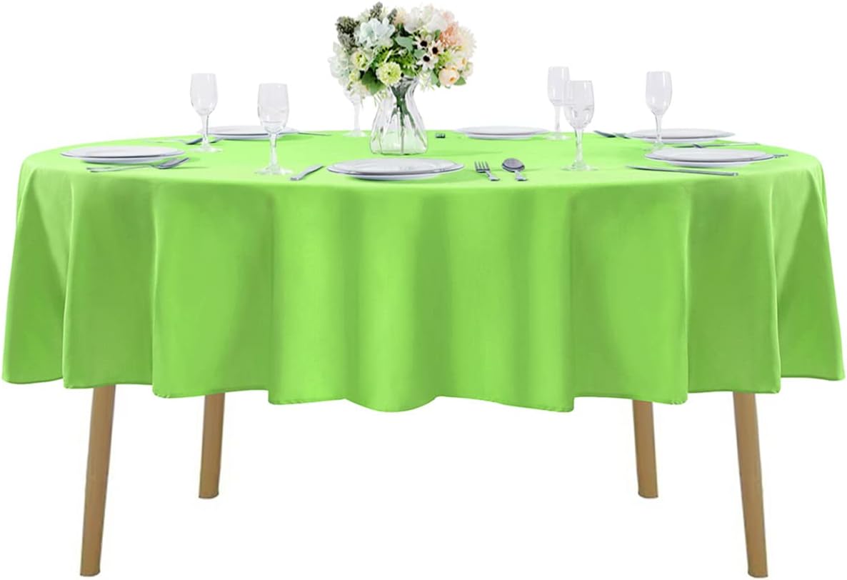 70 inch Round Tablecloth Washable Polyester Table Cloth Decorative Table Cover for Wedding Party Dining Banquet（70 inch,Apple Green）