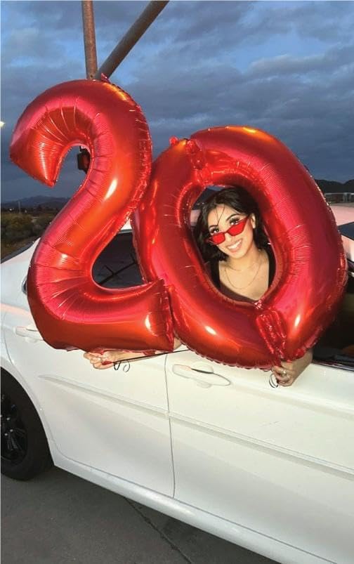 Red Number 0 Balloon 40 Inch, Large Red 0 Number Balloons, Foil Mylar Helium Balloon Birthday Party Supplies, 10 20 30 40 50 60 70 80 90 100 Birthday Anniversary 2025 Numbers Decorations