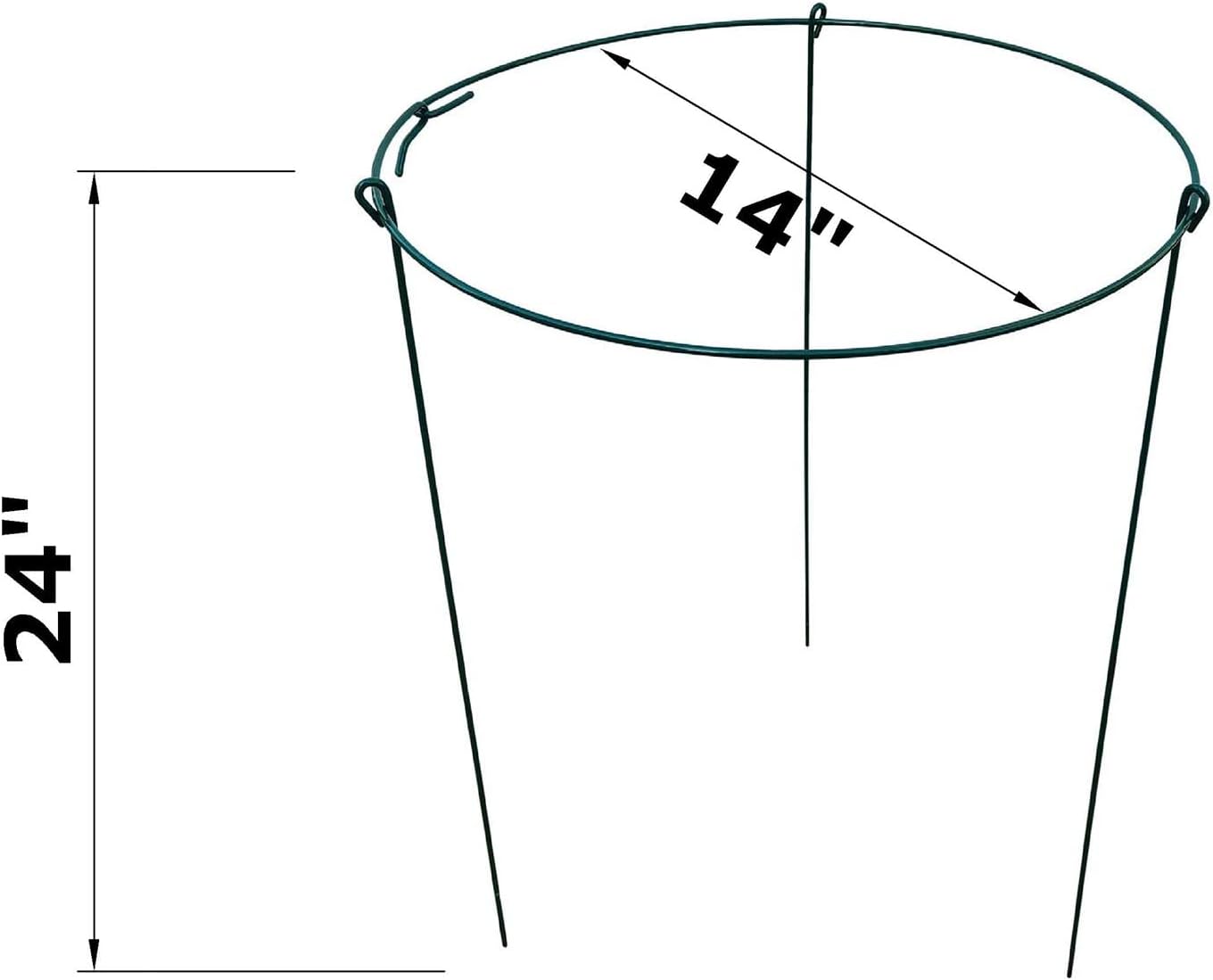 14" Wide x 24" High Peony Cage Rings Garden Plant Support Brace, Pack of 5 Round Metal Plant Stakes Rings, Strong Large Garden Supports for Flowers, Peonies, Rose, Lily