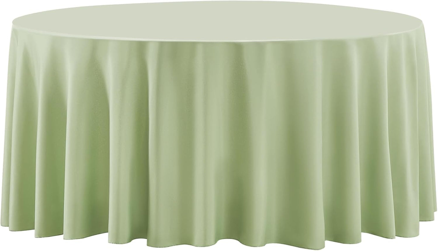 Round Tablecloth 2 Pack 90 Inch Sage Green Tablecloths Washable Decorative Linen Polyester Table Clothes Cover for Dining Table Banquets Buffet Parties and Wedding