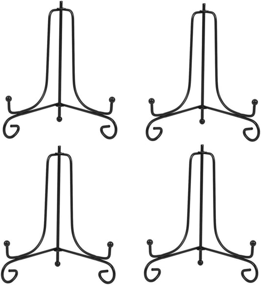 (4 pack)6"Iron Display Stand, Black Iron Easel Plate Display Photo Holder Stand, Displays Picture Frames, Cookbooks, Decorative Plates, Tablets and Art