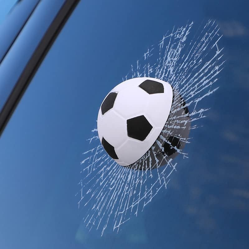 Car 3D elf Ball car Sticker, car Window Funny Creative Decorative Sticker(18cmx18cmx3cm) (White Football)