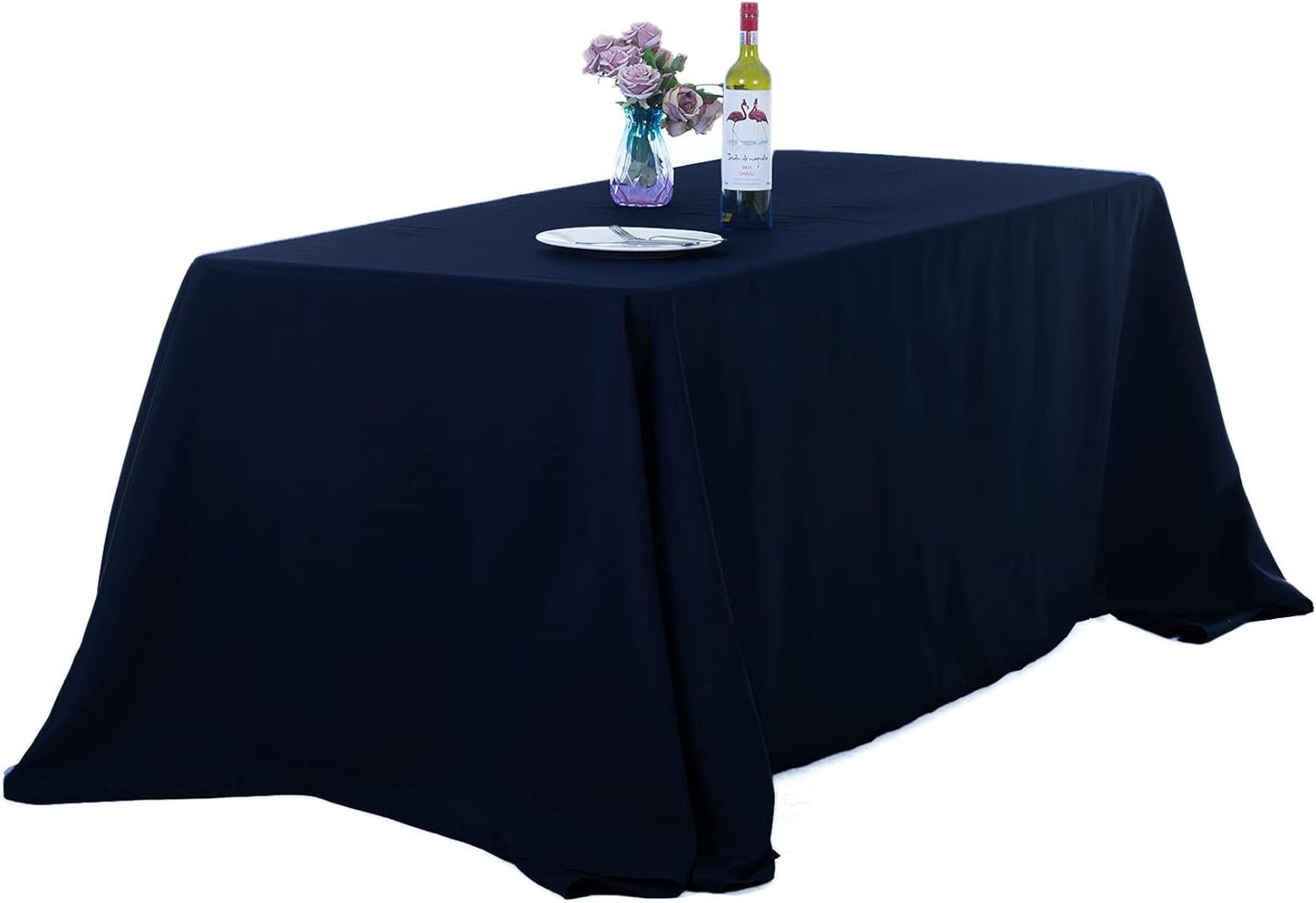Ascoza 2pack 90x156 Inch Navy Rectangular Tablecloth 8 Feet Table Cloth in Polyester Fabric for Wedding/Banquet/Restaurant/Parties