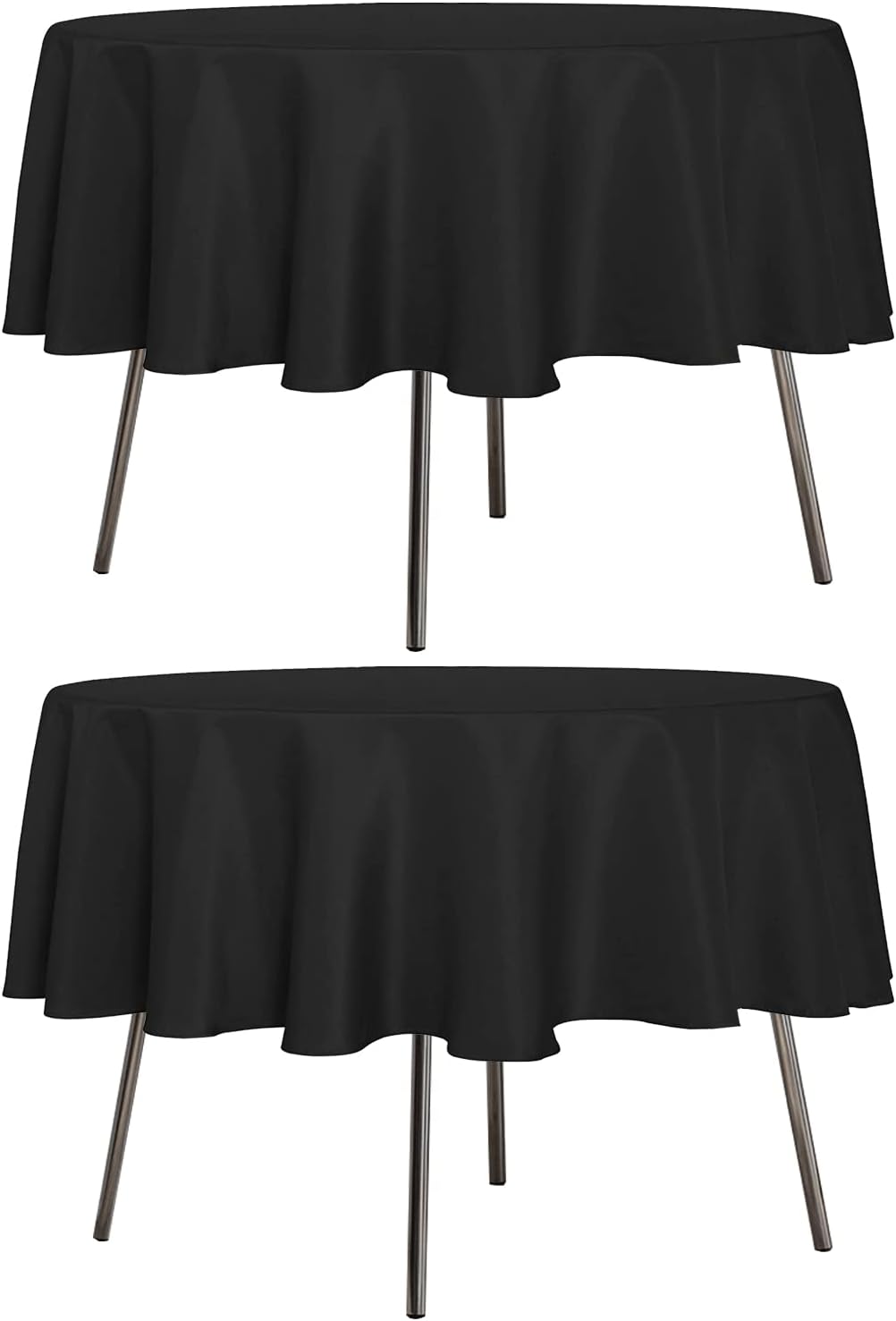 sancua 2 Pack Round Tablecloth 60 Inch Black, Stain and Wrinkle Resistant Table Cloth - Washable Polyester Table Cover for Dining Tables, Buffet Parties and Camping