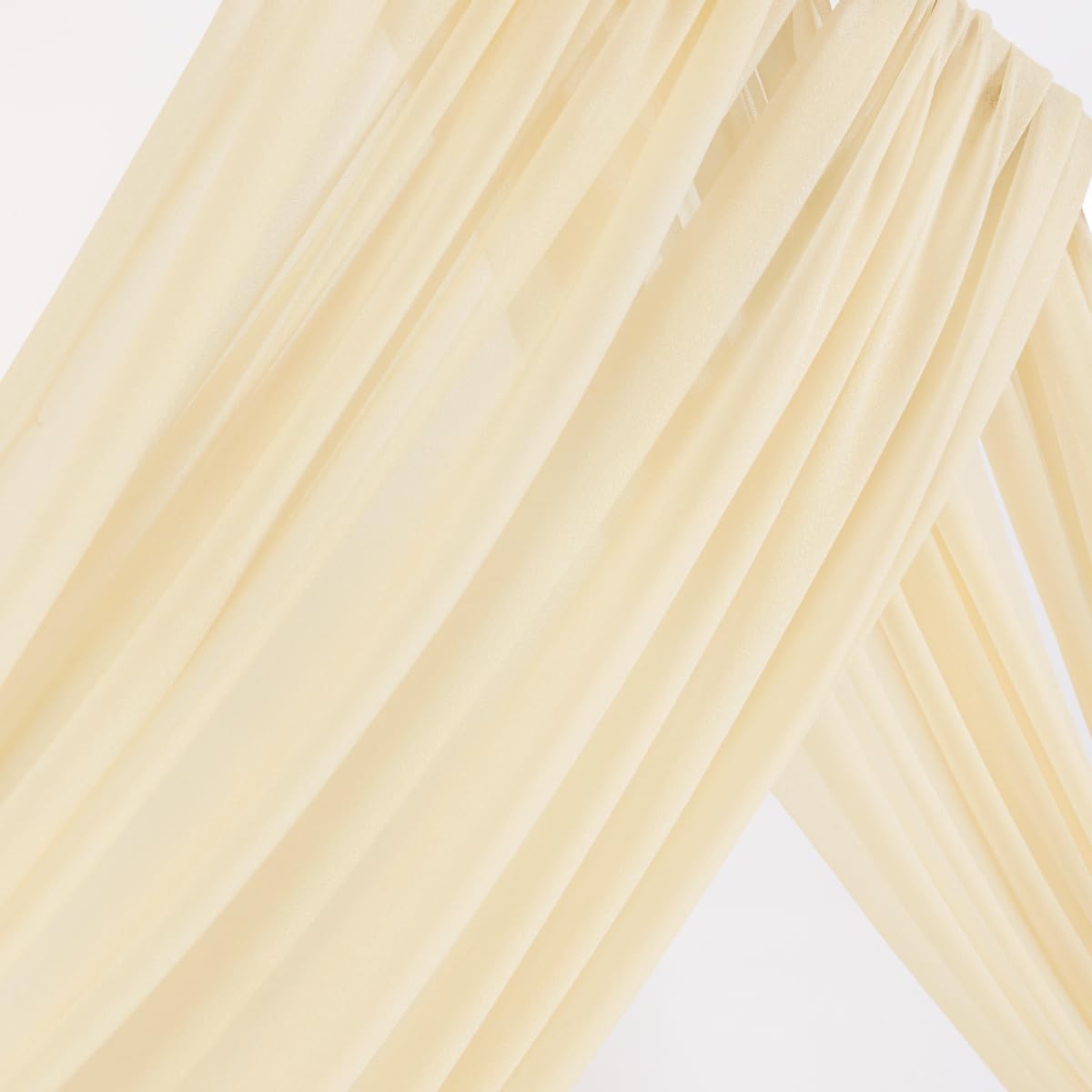 MLMW Wedding Arch Draping Fabric 4 Panels 29" x 20Ft Champagne Sheer Wedding Arch Backdrop Drapes Outdoor Curtain for Ceremony Party Background Ceiling Decor