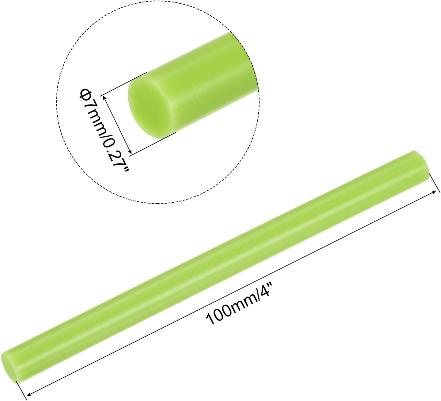 uxcell 20pcs Hot Glue Sticks for Glue Gun 7mm/0.27-inch x 4-inch Mini Hot Melt Adhesive Glue Stick Bright Green