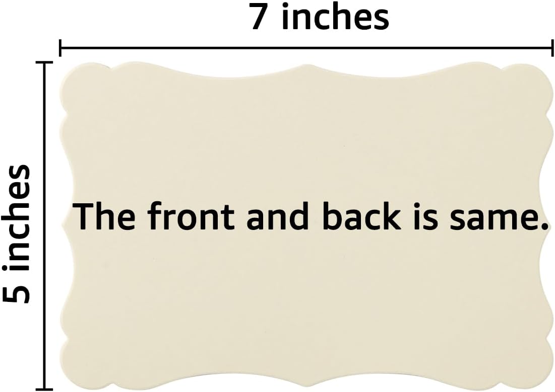 50 Pack Blank Kraft Cards Cardstock Thick Paper Brown Greeting Cards for DIY Gift Card Menus, Baby Shower and Wedding Invitations (Cream, 5x7IN)