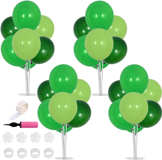 TONIFUL 4 Green Table Centerpiece Balloons Stand Kit with Green Balloons for Forest Wild Theme Party Baby shower Birthday,St. Patrick's Day,Christmas Party,Easter,Supplies Decorations