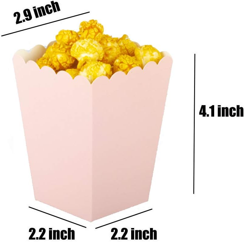 Pink Popcorn Boxes Mini Pack of 12, Paper Popcorn Container for Birthday Party, Graduation, Wedding, Carnival, Movie Night