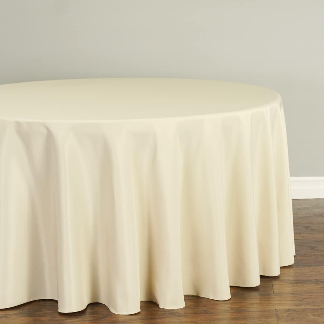 LTC LINENS 5 Pack 120 Inch Round Tablecloth Beige - Bulk for 60 Inch Round Table Floor Length - Wrinkle Resistant Polyester Fabric Cloth for Wedding