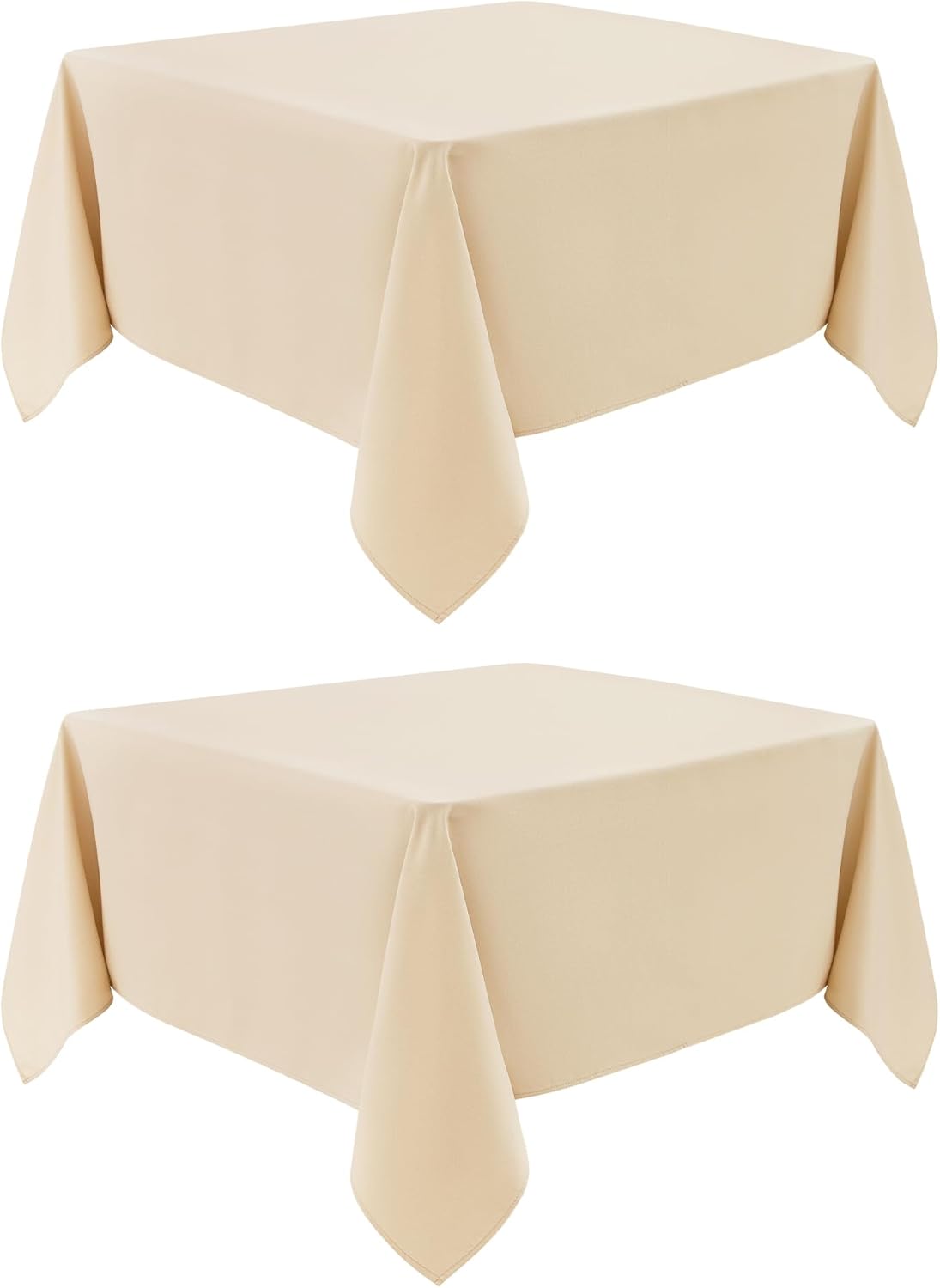 2 Pack Square Table Cloth 48X48 Inch Beige Washable Fabric Tablecloth Polyester Solid Dining Table Cover for Birthday Party Dinner Holiday Outdoor Indoor