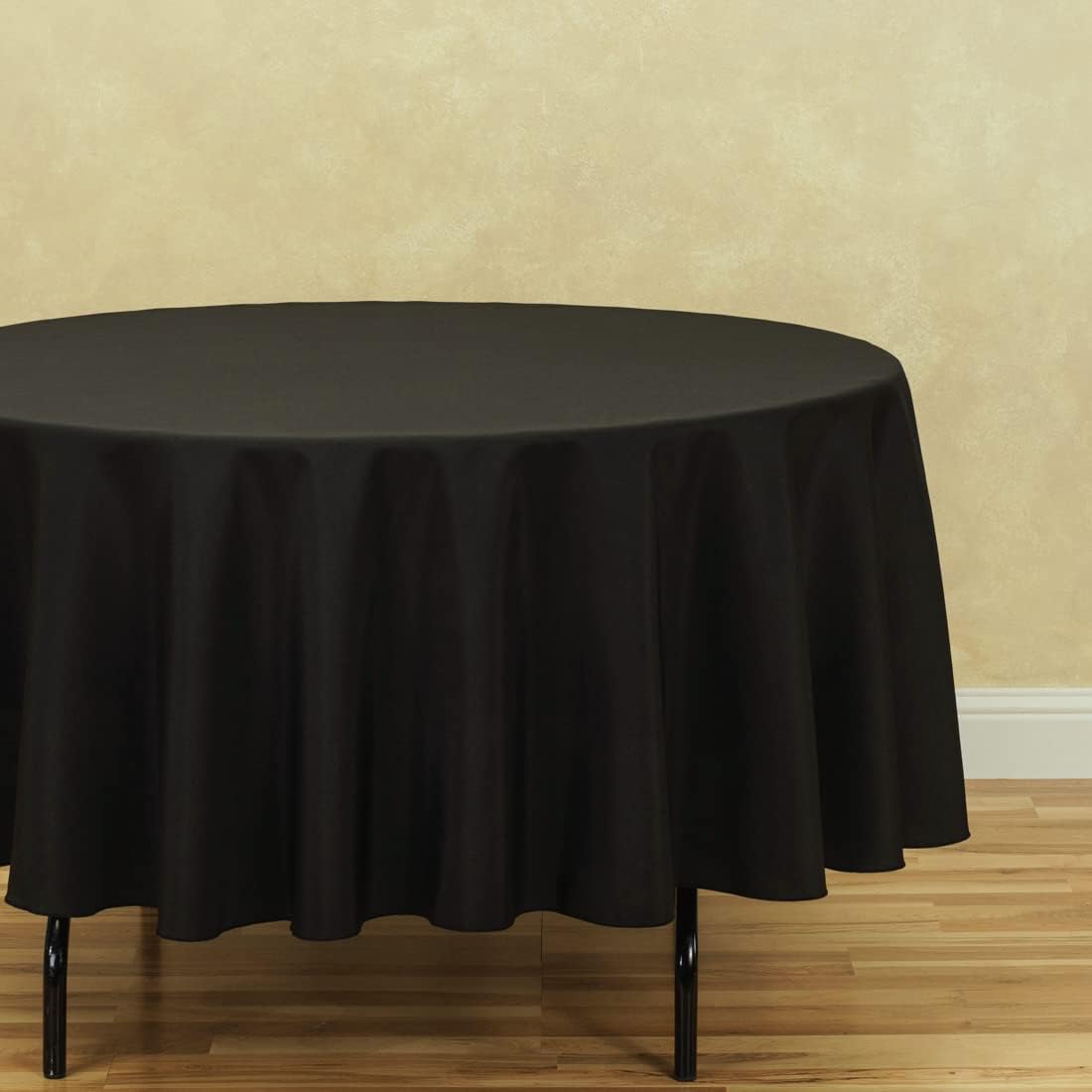 LTC LINENS 5 Pack 90 Inch Round Tablecloth Black - Wrinkle Resistant Round Table Cloth - Washable Polyester Fabric Table Cover for Party