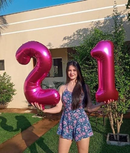 40 Inch Big Hot Pink Number 2 Balloon Birthday Decoration, Number 2 Helium Balloon 12 20 22 23 24 26 28 32 42 Celebration, Boy Girl Baby Anniversary Party Graduations Supplies Decorations