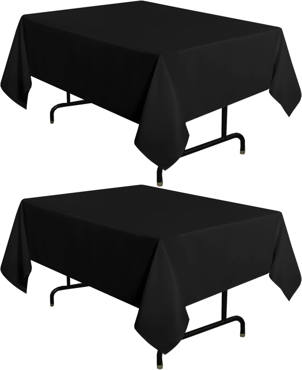 sancua 2 Pack Black Tablecloth 54 x 54 Inch, Stain and Wrinkle Resistant Square Table Cloth - Washable Polyester Table Cover for Dining Tables, Buffet Parties and Camping