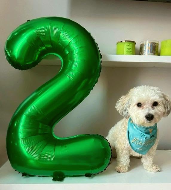 Green 40 Inch Big Number Balloon Birthday Decoration, Number 2 Helium Balloon 12 20 22 23 24 26 2025 New Years Celebration, Boy Girl Baby Anniversary Party Graduations Supplies Decorations