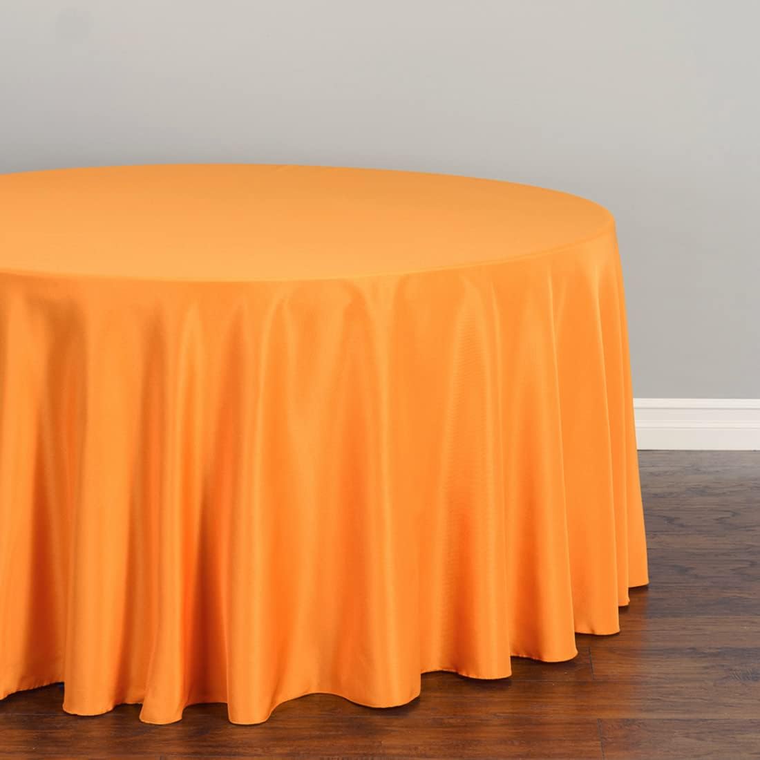 LTC LINENS 10 Pack 120 Inch Round Tablecloth Orange - Bulk for 60 Inch Round Table Floor Length - Washable, Wrinkle Resistant Polyester Fabric Cloth for Parties